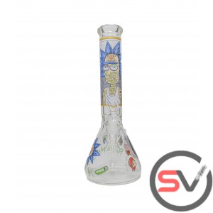 RICK AND MORTY TATTOO GLASS BEAKER With ICE CATCHER 14inch